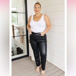 NWT Judy Blue - black, faux leather pants, straight leg